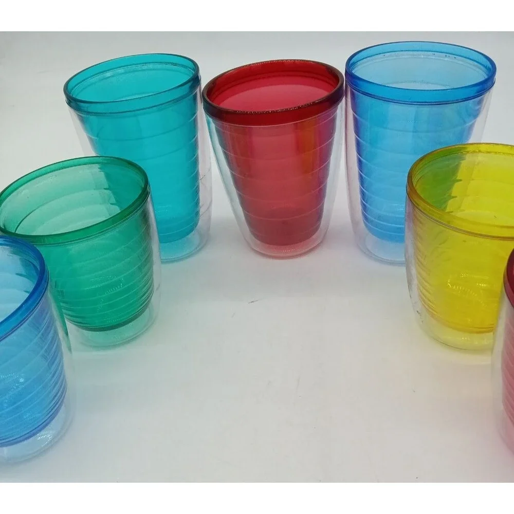 Vintage Connoisserve 7 Multicolor Retro Plastic Double Insulted Tumblers